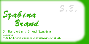 szabina brand business card